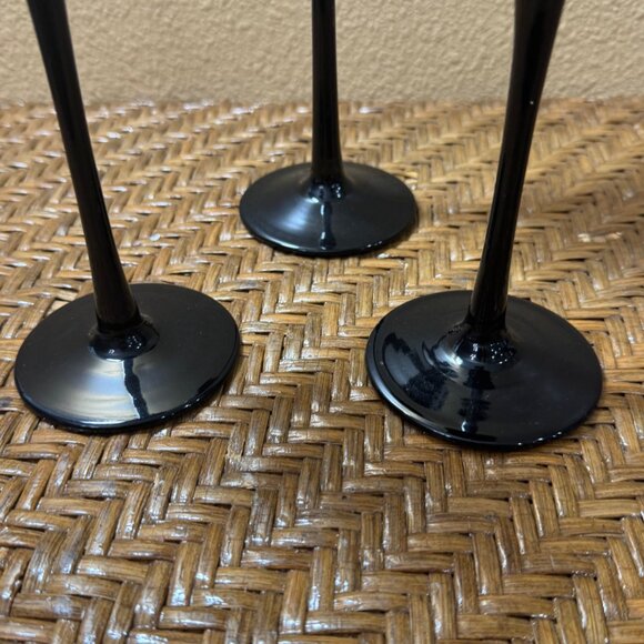 Partylite Candle Holders Black Gold Trim Set Of 3 - Picture 8 of 9